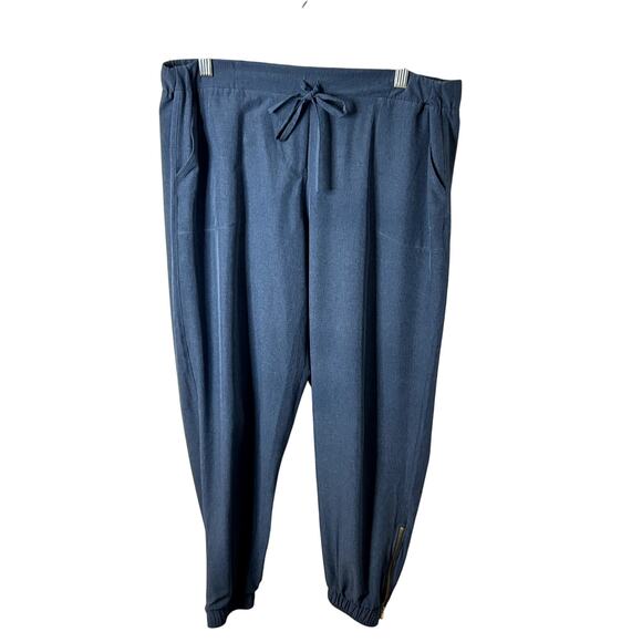 Albion Jetsetters Cropped Ankle Zip Joggers Womens Size Large High Rise Navy - Picture 1 of 7